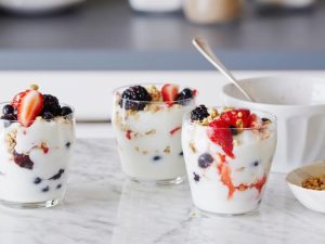 Yogurt with fruit flavors