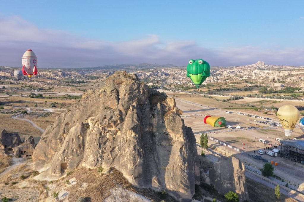 Cappadocia mountains and balloons