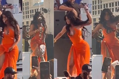 Cardi B Throws her Microphone at a Fan who tossed a Drink at her